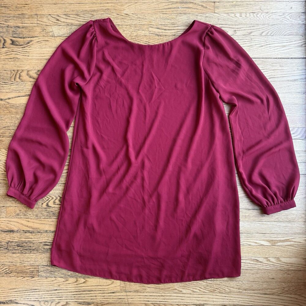 Lulus Blouse Shift Dress Size Large Dark Red Chiffon Lined Office Career Romance
